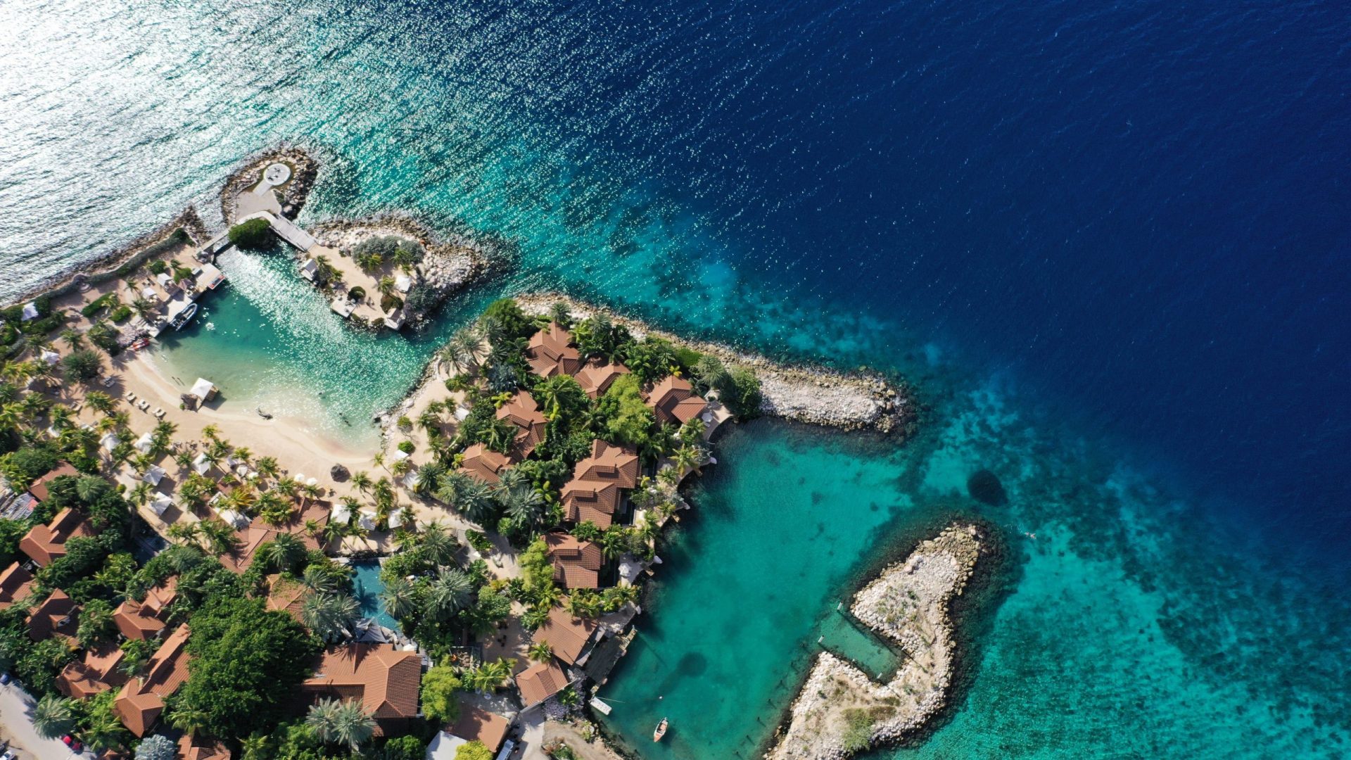 drone shot of baoase resort