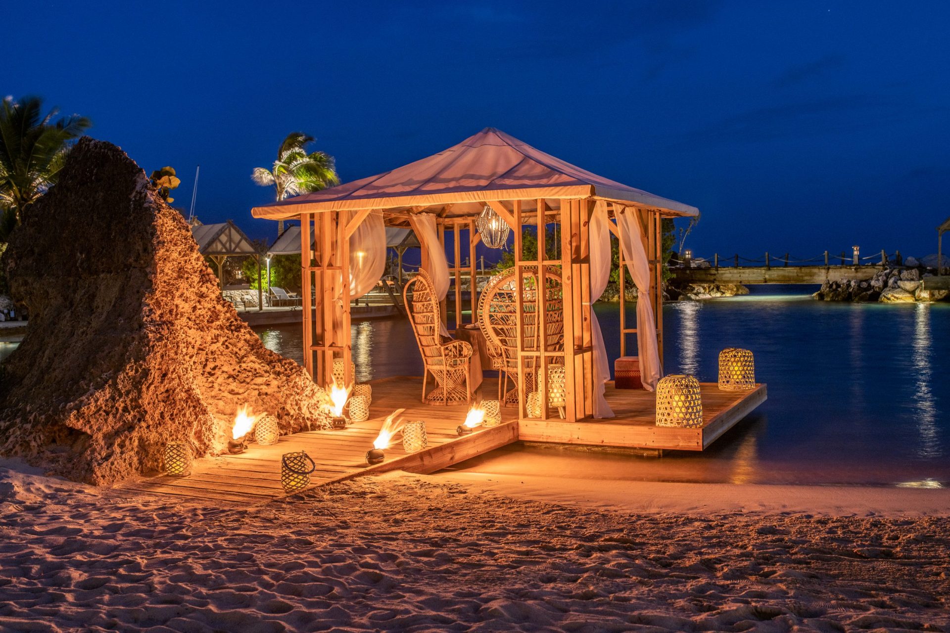 Gazebo at Baoase set-up for romantic dining